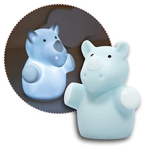 Reer lumilu Mini Zoo Rhino, süßes Nashorn-Nachtlicht, tolles Taufgeschenk, Geburtstags-Geschenk für Jungen und Mädchen, blau, 52343