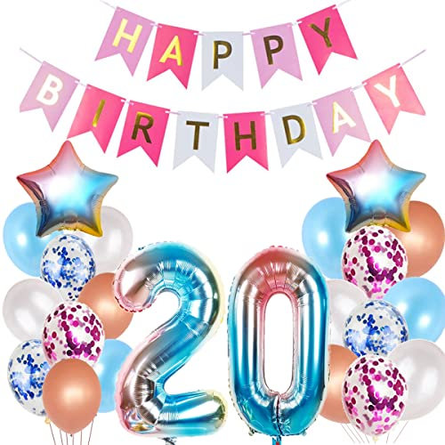 Luftballons 20. Geburtstag Dekoration Rosa - Ballon Deko für Frauen 20 Jahre