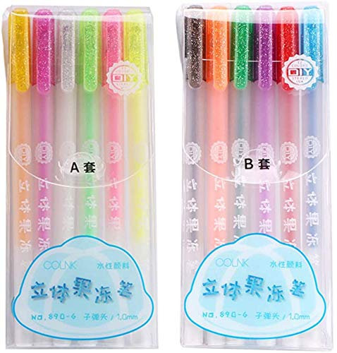 3D Jelly Pen Set, Funkelnd Sortiert Candy Color Gel Pen, Farbige Tinte Kunst Malerei Schreibstifte DIY Zeichnung Graffiti Art Supplies (2 PCS)