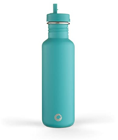 One Green Bottle - Tough Canteen Bouteille d'eau en métal avec bouchon de sport en paille - Non isolée - 800 ml - Zen