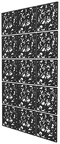 15 Pcs Hängender Raumteiler - 121x202cm - Schwarz Raumteiler Hängend Blütenblatt Raumteiler Paneel für Home Hotel Office Bar Dekoration