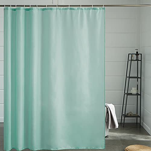 Furlinic Tenda da doccia resistente alla muffa e impermeabile Tende da bagno ampie lavabili in poliestere menta con nastro di peso 12 ganci per sala umida 200x240 cm.