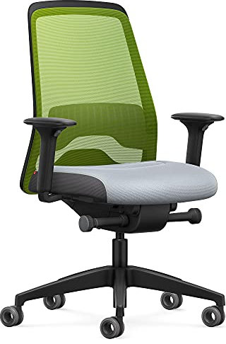 Interstuhl Bürostuhl Every Active Edition – ergonomischer Schreibtisch- und Gaming-Stuhl – Lordosenstütze für gesünderes Sitzen – vereint gesundes und aktives Sitzen (Grün | Hellgrau)