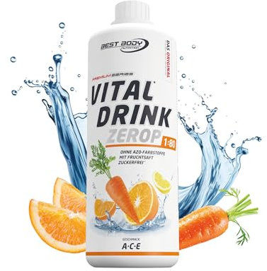 Best Body Nutrition Vital Drink ZEROP® - Citron-orange-carotte, Boisson concentrée - sirop - sans sucre, 1:80 donne 80 litres de boisson, 1000 ml