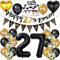 27 Geburtstag Deko Mann Frauen, Luftballon 27. Gold Schwarz Geburtstagsdeko 27 Jahre, Ballon Schwarz Gold Deko 27. Gold Schwarz 27 Jahr Geburtstagdeko