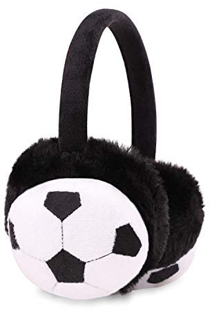 AfinderDE Damen Kinder Winter Weiche Plüsch Ohrenschützer süße Fußball-Muster Weihnachten Ohrenwärmer warm Ohrenschutz