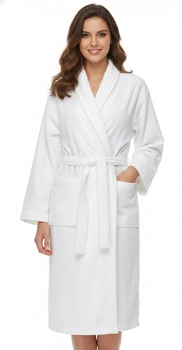 Marquis Mills Cotton Velour Bathrobe, 52 x 70 in, Shawl Collar, White