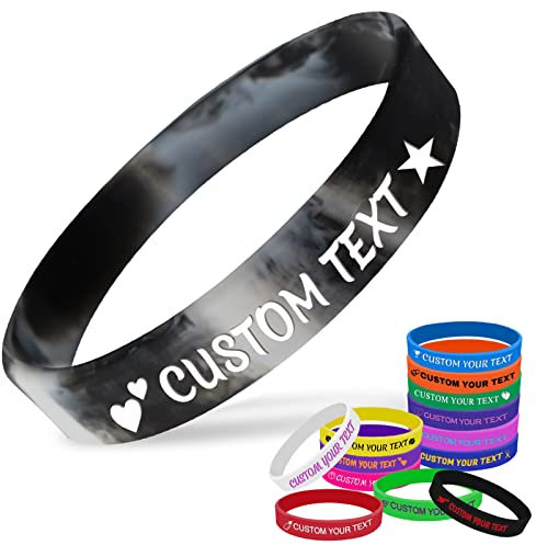 Aolun Personalisierte Silikonarmbänder Individuell gravierte Gummiarmbänder Personalisierte Armbänder mit Text für Veranstaltungen, Geschenke, Bewusstsein, Party