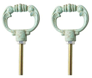TentHome Kommodengriffe Vintage Schrankgriff Schubladengriff Shabby Möbelgriff Ring Retro-Knauf Landhaus Möbelknopf Möbelknauf 2 Stück (türkis 02)