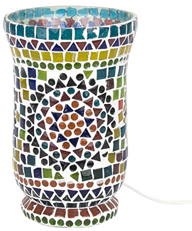 BY SIGRIS Signes Grimalt Lampara Marroquí Sobremesa Multicolor de Cristal Vidrio | Lámpara de Sobremesa Lampara Mesa De Noche Lamparas Marroqui cm