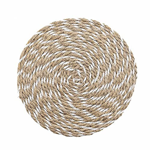 Douceur d'Intérieur Nala Place Mat Diameter 38 cm White Straw Bangle and Polypropylene