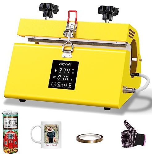 HITPREX Tumbler Heat Press Machine, Tumbler Press for 30oz 20oz 16oz Straight Sublimation Blanks Skinny Tumbler Glass Cans 15oz 11oz Coffee/Ceramic Mugs, Mug Press DIY Mug Cup Heat Transfer, Yellow