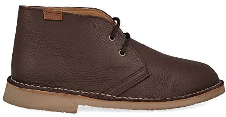 PAYMA - Stivali Stivaletti Safari Deserto in Pelle per Uomo e Donna. Fatto in Spagna. Scarpa Chukka Pelle Liscia Sport. Suola Gomma. Colore: Marrone Liscio, Taglia: EU 42