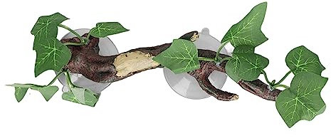 Ramo D'angolo del Rettile, Pianta da Terrario Appesa con Ventosa, Ornamento in Resina per Acquario per Arrampicata Anfibia Lucertola Serpente, Accessori Serbatoio Geco Leopardo Decorazione Habitat