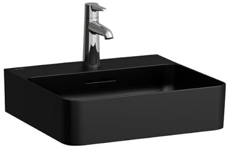LAUFEN VAL Handwaschbecken, 1 Hahnloch, ohne Überlauf, 450x420mm, H8152817161111, Farbe: Schwarz Matt