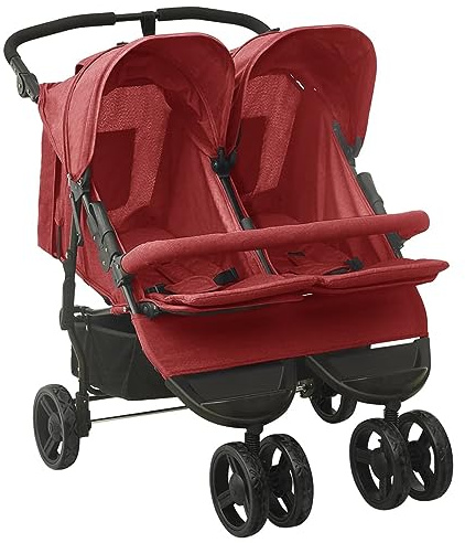 CIADAZ Kinderwagen für Zwillinge, Kinderwagen, Baby Stroller, Babyauto, Stahl, Rot