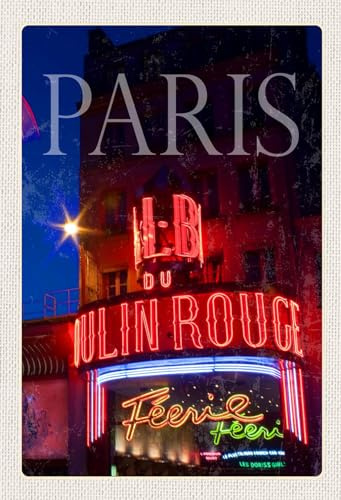 AGDeko® Blechschild Paris Moulin Rouge Varieté Reisen Urlaub Touristik Größe 30x20 cm