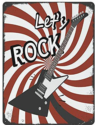 Metall-Blechschild, Rock-Gitarren-Poster, Musik-Blechschild, Metall-Aluminium-Schild, Vintage-Wanddekoration, Retro-Poster für Bars, Restaurants, Cafés, Kneipen, Heimdekoration, 40,6 x 30,5 cm