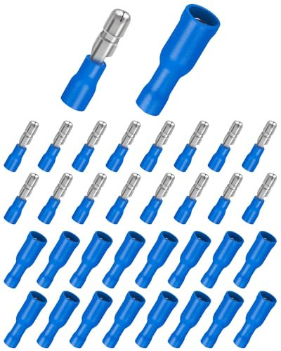 Bolatus - 100 capicorda da 1,5 – 2,5 mm², spina rotonda blu e manicotti circolari, connettori isolati per auto