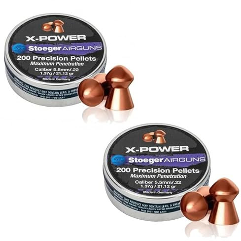 ECOMMUR Pack de balines/perdigones Stoeger X-Power (5,5mm) | 200 uds por Caja. 1,37g por balín. Pack de 2 Cajas