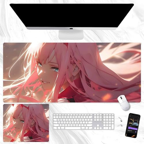Darling in The Franxxx Mauspad Zero Two Mauspad Anime Gaming Mousepad Große Tastatur Pad Computer Laptop Büro Student Mousepad für Jungen Mädchen