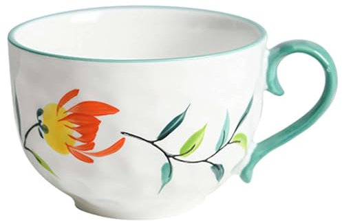 TYMYYS Suppentassen Mit Henkel,suppenschüssel Mit Griffen, Bouillonbecher, Cremesuppenschalen Porzellan, Keramikschale-E-15x11.8x8cm, 500ml