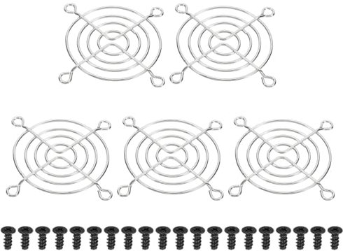 PATIKIL 60mm Fan Grill with Screws, 5 Pack Chrome Plated Iron Frame Ventilator Grill Protector Mesh Dustproof Case Cover for Computer PC, Silver Tone