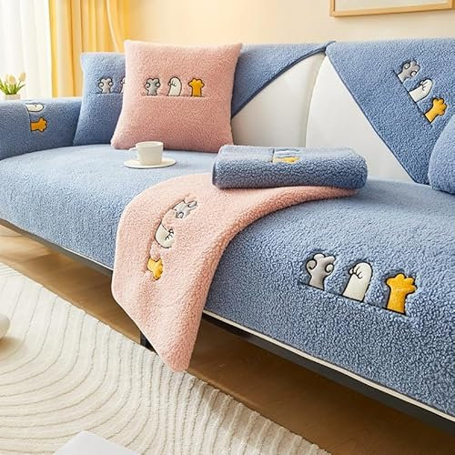 YWQJL sofabezug U Form eck L Form,Sofa überzug Geeignet für 3/4/2/1Sitzplätze Couch überzug Rutschfester Sofa Cover Schutz vor Kratzern für Katzen und Hunde sofadecke(A-6,90x160cm)