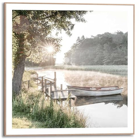 REINDERS Gerahmtes Bild, Rise and Shine, Home Office, Poster, Wanddeko, Room Decor, MDF, Grün, 50x50cm