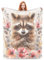 G-dake Geschenke für Frauen Mädchen Kinder Geburtstag, Flauschig Waschbär Kuscheldecke Decke, Waschbär-Decke Tiermotiv Blume Wohndecke für Freundin 150x200cm