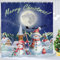 ASDCXZ Weihnachten Duschvorhang 180x200 cm, Winter Schneenacht Niedlich Schneemann Weihnachtlich Blau Waschbar Bad Duschvorhänge Polyester Textil Wasserdicht Duschvorhang für Badewanne mit 12 Haken