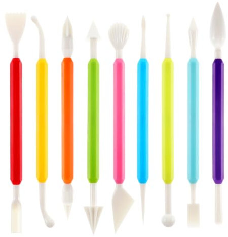 Hariendny Töpferwerkzeug, 9 Stück Modellierwerkzeug für Ton, Kuchenmodellierwerkzeuge, Doppelköpfige Kunststoff Modellierwerkzeuge für Töpferei, Polymer, Formen