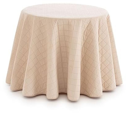 Sanelitex | Falda de Mesa Camilla Acolchada Velvet | Tacto melocotón ultrasuave y cálido | Color Beige Redonda 100 cm | Ideal para Invierno y máximo Confort en el hogar