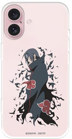 Schutzhülle kompatibel mit iPhone 16, offizielles Naruto-Charakter, Itachi, zum Schutz Ihres Handys, transparent, flexibel, mit offizieller Naruto-Lizenz