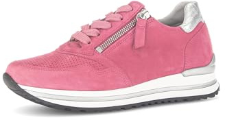 Gabor Damen Low-Top Sneaker, Frauen Halbschuhe,Komfortable Mehrweite (H),straßenschuhe,Strassenschuhe,Camelia/Silber(pf),38 EU / 5 UK