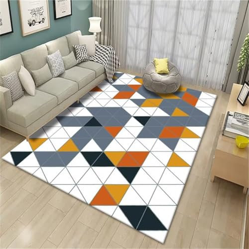 LKTRUK 80X160Cm Weiß Auslegware Teppichboden Rechteckiger Schlafzimmerteppich, Bedruckter Wohnzimmerteppich, Schmutzabweisend Und Pflegeleicht 2Ft 7.5''X5Ft 3'