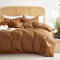 Lanqinglv Housse de Couette 220 x 240 cm Coton Caramel,Unie Parure de Lit 2 Personnes avec Fermeture Éclair,Certifié Oeko-TEX Housse de Couette avec 2 Taies d'oreiller 65x65 cm