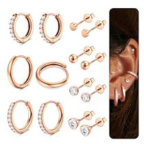 LOLIAS Ohrringe Silber 925 Ohrstecker für Damen Hypoallergene Creolen Ohrringe und Ohrstecker Ohrringe Set für Damen Roségold kleine Ohrstecker für mehrere Piercing ohr