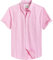 J.VER Mens Pink Short Sleeve Shirts Smart Casual Regular Fit Non Iron Button Down Oxford Business Office Work Summer Dress Cotton Shirt 2XL