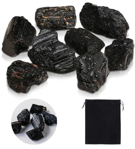 150g Piedra Turmalina Negra Naturales, 20 a 30mm piedras de agua sin tratar, Piedra Turmalina Negra Cristales Curativos Naturales Adecuado para Meditación Joyería Decoración la decoración del hogar
