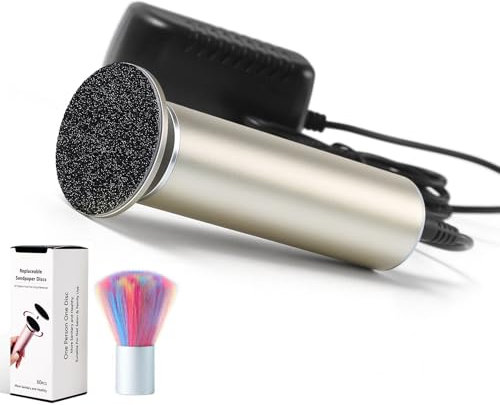 Lima elettrica per piedi, velocità regolabile, rimozione calli e pedicure, con disco di carta vetrata sostituibile e spazzola per la pulizia, oro