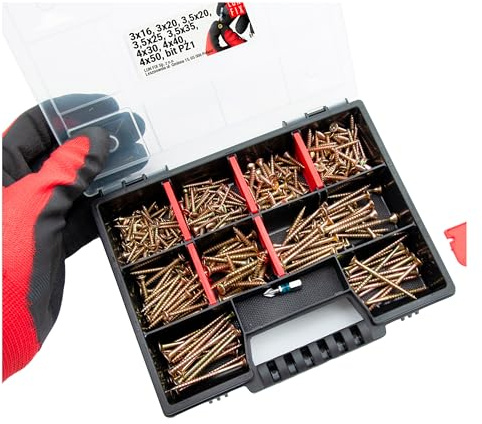 LUN FIX Schrauben Set 325 Stk Schraubensortiment Box mit Bit Trockenbau | Selbstschneidende Schraubenset für Möbelmontage Reparatur