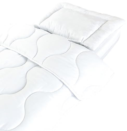PLUMERI Kinderbettdecke 100x135cm + Flaches Kissen 40x60cm – Antiallergisch – Ganzjahres-Bettwäsche-Set Oeko-Tex Standard 100 Zertifizierung