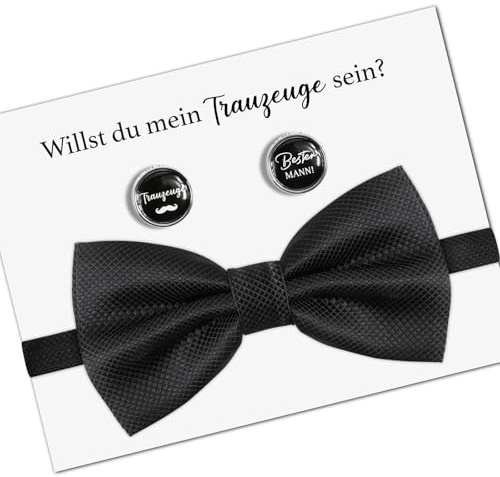 Trauzeuge Fragen Geschenk Fliege Manschettenknöpfe Willst du mein Trauzeuge sein Karte Ideen Geschenke Trauzeugen Bester Mann Schwarz Fliegen mit Hakenverschluss für Anzug Smoking Hemd JGA Hochzeit