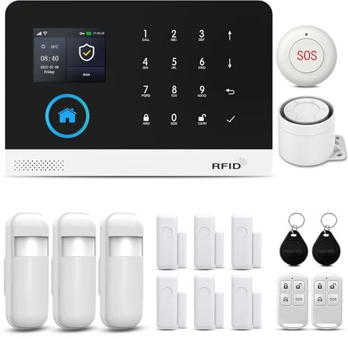 PGST Alarm Security System, Alarm System for Home Security, 16-Piece Kit,WiFi Phone Alert, Alarm Siren, Door/Window Sensors, Remotes, Compatible with Alexa, No Monthly Fee,for House Apartment Office