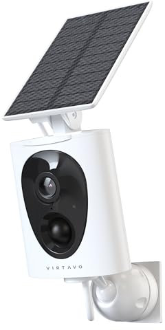 virtavo SF1 2K Solar Security Camera Outdoor Wireless, Starlight Colour Night Vision, Smart PIR Motion Detection, Two-Way Audio, No Monthly Fees for Home Security