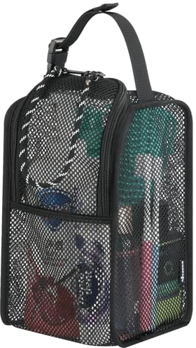 Easecos Netz-Dusch-Caddy zum Aufhängen, tragbarer Kulturbeutel, schnell trocknend, Badetasche mit Doppelreißverschluss, Öffnung für Reisen, Fitnessstudio, Schwimmen, Strand, Camping und Schlafsaal