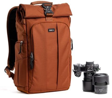 Think Tank FocusPoint 22L RollTop Camera Backpack - Urban Rust: Expandable Travel & Camera Backpack with Laptop Sleeve, Quick Side and Back Access, Rain Cover – Versatile Photography & Travel Bag
