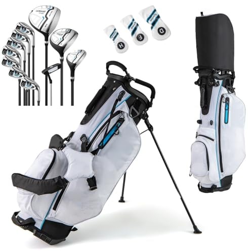 GYMAX Golf Clubs for Men Women, Right Handed Complete Golf Set (White)