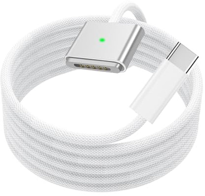 USB-C to Magnetic 3 Cable 140W, Fast Charging MacBook Air Charger Cable for 2025 MacBook Air 13/15 M2/M3/M4, MacBook Pro 14/16 M1/M2/M4, 2M Nylon Braided, Magnetic Type C Charging Cord (Silver)